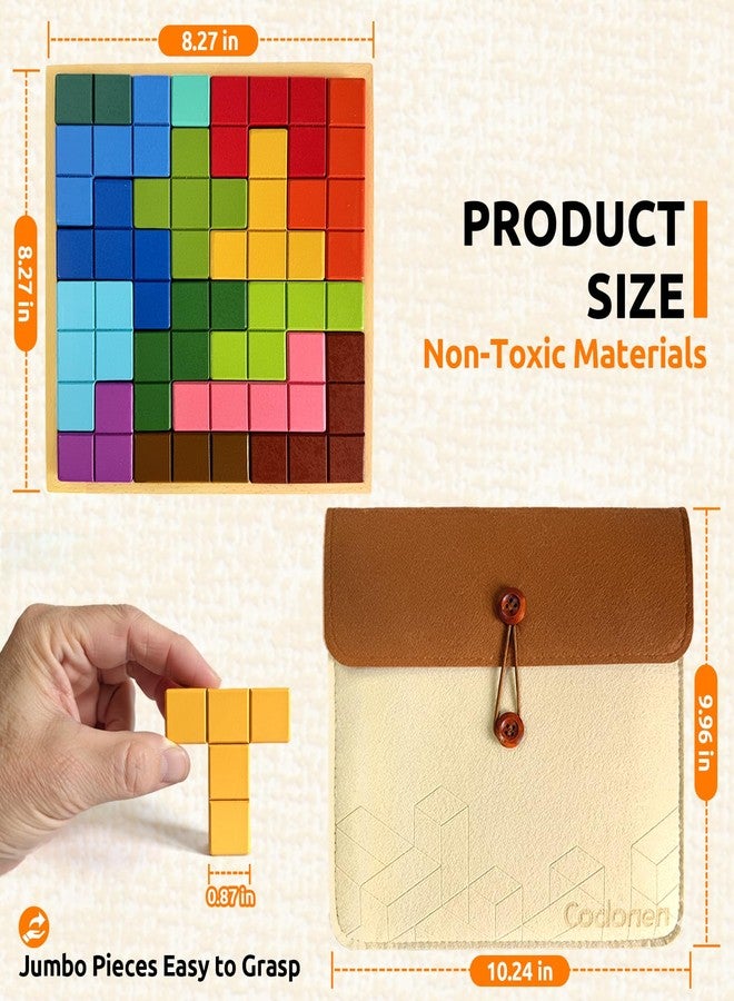 Codonen Wooden Tile Matching Memory Game for Dementia Seniors & Elderly Adults - 40 Double-Sided Templates + Felt Divider Storage Bag - Alzheimer’s Activity Toy, Retirement-Home Activity Game Kit - Image 5
